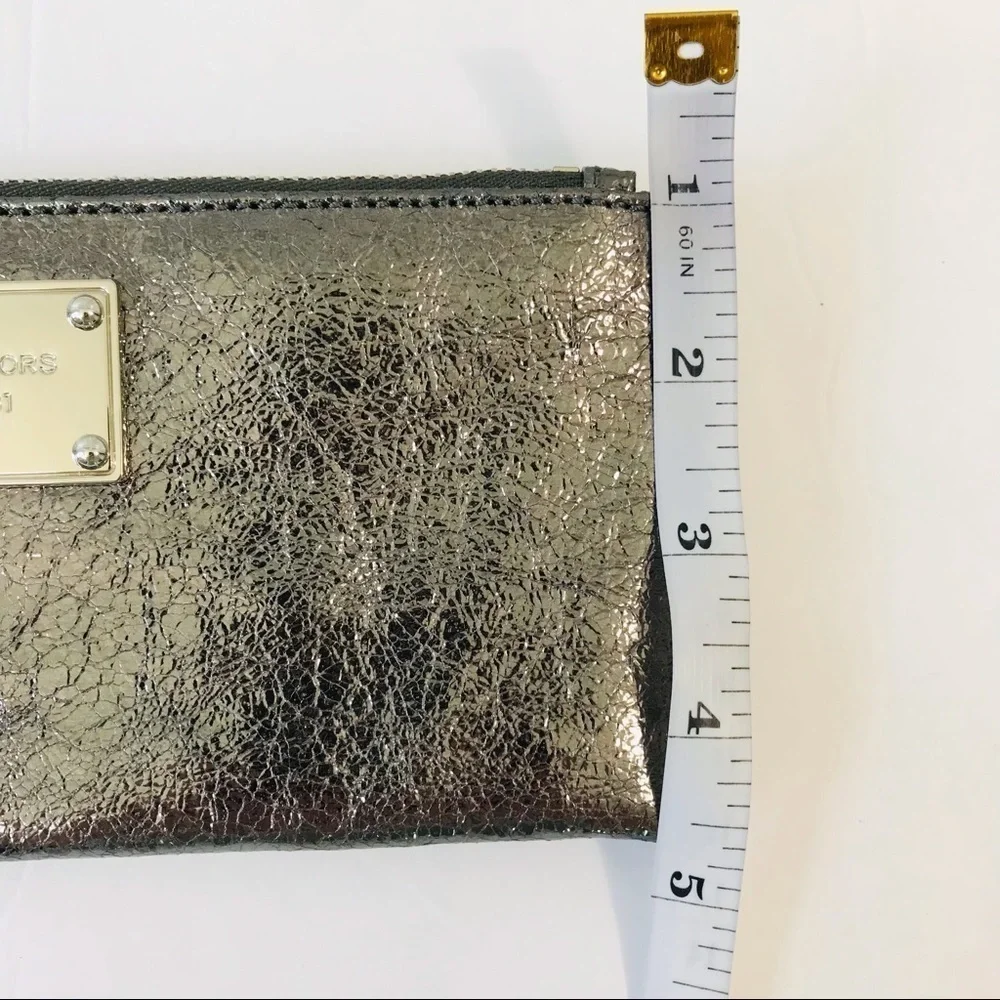 MICHAEL KORS Gunmetal Small Zip Wristlet
